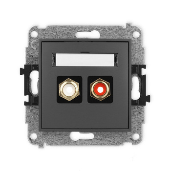 Mechanizm gniazda podwójnego RCA typu cinch - biały i czerwony, pozłacany Karlik seria ICON 28IGRCA-2 kolor grafitowy mat