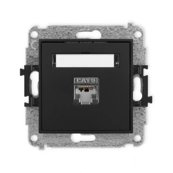 Mechanizm gniazda komputerowego pojedynczego 1xRJ45, kat. 5e, ekranowany, 8-stykowy Karlik seria ICON 12IGK-1e kolor czarny mat