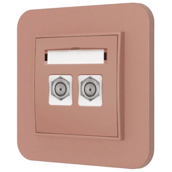 Gniazdo antenowe 2x z ramką zaokrągloną seria MINI kolor łososiowy