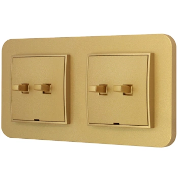 Dwa włączniki podwójne w stylu USA ramka zaokrąglona seria Mini kolor złoty