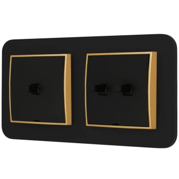 Włącznik pojedynczy i podwójny w stylu USA ramka zaokrąglona seria Mini kolor czarny mat/złoty