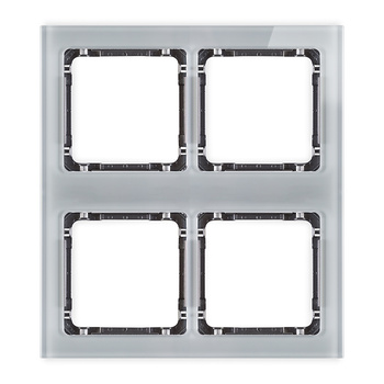 Ramka modułowa 4 krotna 2 poziom, 2 pion - efekt szkła ramka szara; spód grafitowy Karlik seria DECO 15-11-DRSM-2x2 kolor szary