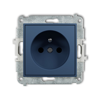 Mechanizm gniazda pojedynczego z uziemieniem 2P+Z z przesłonami torów Karlik seria MINI 64MGP-1zp kolor navy blue