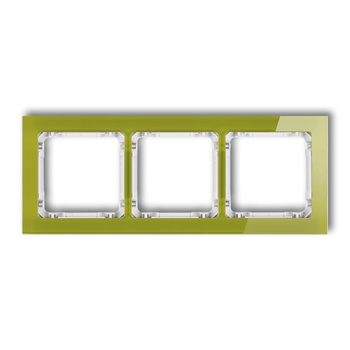 Ramka uniwersalna potrójna - efekt szkła ramka zielona; spód biały Karlik seria DECO 2-0-DRS-3 kolor zielony