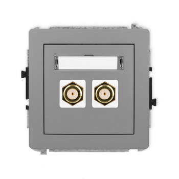 Mechanizm gniazda antenowego podwójnego typu F SAT pozłacany Karlik seria DECO 27DGF-2.1 kolor szary mat