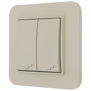 Włącznik schodowy podwójny z ramką zaokrągloną seria MINI kolor taupe
