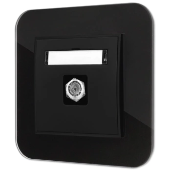 Gniazdo antenowe 1x z ramką zaokrągloną efekt szkła seria ICON kolor czarny