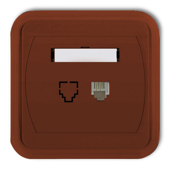 Gniazdo telefoniczne pojedyncze 1xRJ11, 4-stykowe Karlik seria LIZA 4GLT-1 kolor brązowy