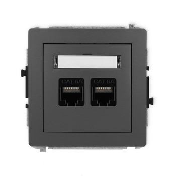 Mechanizm gniazda komputerowego podwójnego 2xRJ45, kat. 6A, 8-stykowy Karlik seria DECO 28DGK-8 kolor grafitowy mat