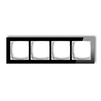 Ramka uniwersalna poczwórna - efekt szkła ramka: czarna; spód: biały Karlik seria DECO 12-0-DRS-4 kolor czarny