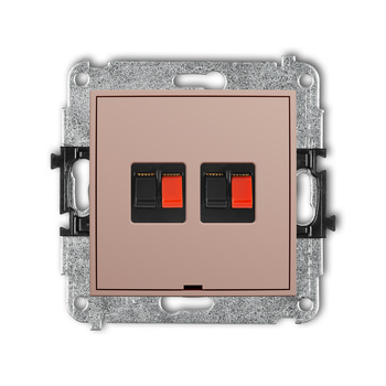 Mechanizm gniazda głośnikowego podwójnego, bez pola opisowego Karlik seria ICON 62IGGBO-2 kolor łososiowy