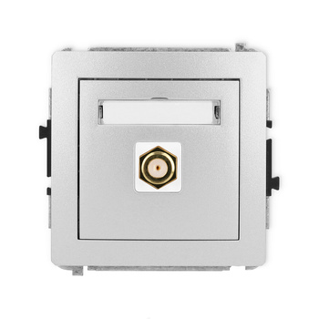 Mechanizm gniazda antenowego pojedynczego typu F SAT pozłacany Karlik seria DECO 7DGF-1.1 kolor srebrny metalik