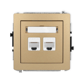 Mechanizm gniazda komputerowego podwójnego 2xRJ45, kat. 6, 8-stykowy Karlik seria DECO 8DGK-4 kolor złoty metalik