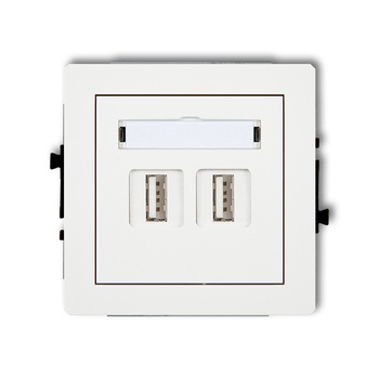Mechanizm gniazda podwójnego 2xUSB A-A 3.0 Karlik seria DECO 25DGUSB-6 kolor biały mat