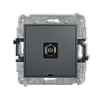 Mechanizm gniazda antenowego pojedynczego typu F SAT niklowany, bez pola opisowego Karlik seria MINI 28MGFBO-1 kolor grafitowy mat