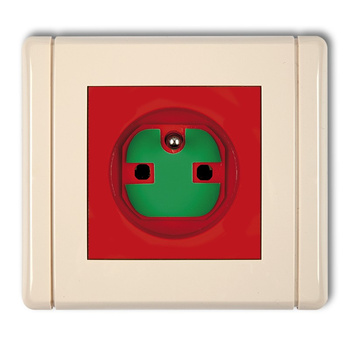 Gniazdo pojedyncze z uziemieniem 2P+Z DATA z kluczem Karlik seria FLEXI 1FGZK kolor czerwony