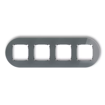 Ramka uniwersalna poczwórna okrągła - efekt szkła ramka: grafitowa; spód: czarny Karlik seria ICON 28-12-IRSO-4 kolor grafitowy