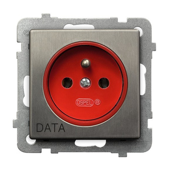 Gniazdo pojedyncze z uziemieniem DATA seria SONATA STAL INOX kolor Stal inox symbol GP-1RMZD/m/37