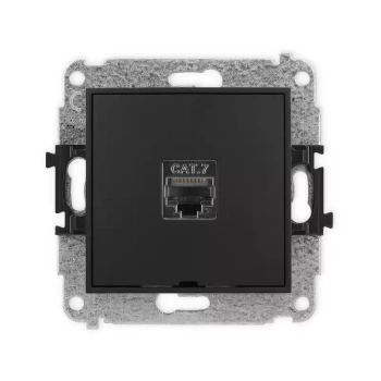 Mechanizm gniazda komputerowego pojedynczego 1xRJ45, kat. 7, ekranowany, 8-stykowy, bez pola opisowego Karlik seria MINI 12MGKBO-9 kolor czarny mat
