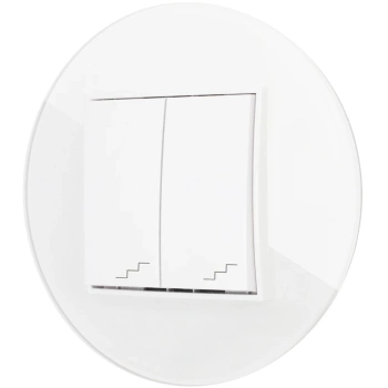 Włącznik schodowy podwójny z ramką okrągłą efekt szkła seria ICON kolor biały