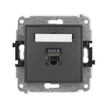 Mechanizm gniazda komputerowego pojedynczego 1xRJ45, kat. 8, ekranowany, 8-stykowy Karlik seria ICON 28IGK-11 kolor grafitowy mat