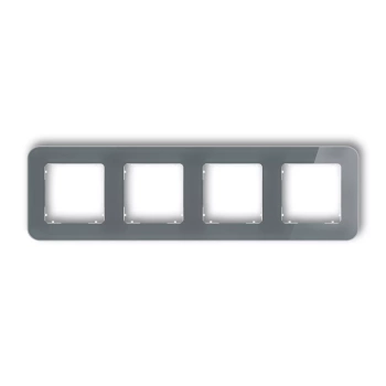 Ramka uniwersalna poczwórna zaokrąglona - efekt szkła ramka: grafitowa; spód: biały Karlik seria ICON 28-0-IRSZ-4 kolor grafitowy