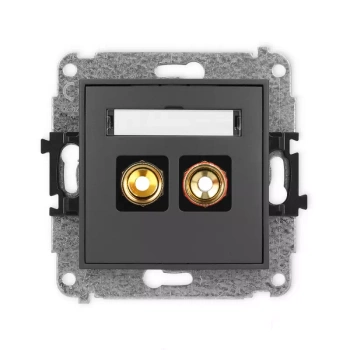 Mechanizm gniazda głośnikowego pojedynczego typu banan - czerwony i czarny, pozłacany, 4 mm2, skręcany Karlik seria MINI 28MGG-4 kolor grafitowy mat