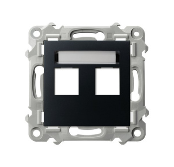 Obudowa gniazda podwójnego typu Keystone prosta seria SZAFIR kolor Czarny metalik symbol GPK-2Z/p/33