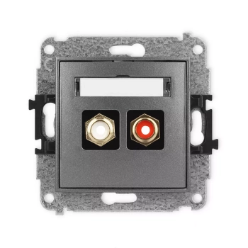 Mechanizm gniazda podwójnego RCA typu cinch - biały i czerwony, pozłacany Karlik seria ICON 11IGRCA-2 kolor grafitowy