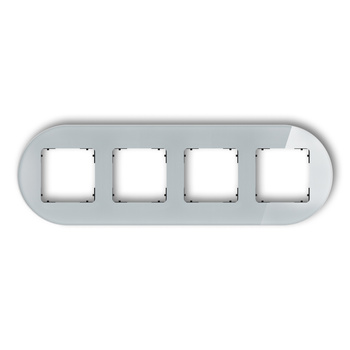 Ramka uniwersalna poczwórna okrągła - efekt szkła ramka: szara spód: czarny Karlik seria ICON 15-12-IRSO-4 kolor szary