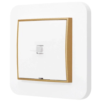 Włącznik pojedynczy w stylu USA ramka zaokrąglona seria Mini kolor biały mat/złoty
