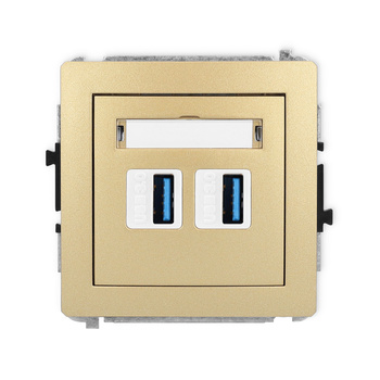 Mechanizm gniazda podwójnego 2xUSB A-A 3.0 Karlik seria DECO 29DGUSB-6 kolor złoty
