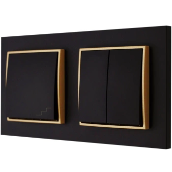 Włącznik światła podwójny i schodowy kolor czarny mat/złoty