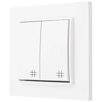 Włącznik krzyżowy podwójny z ramką prostą seria MINI kolor biały mat