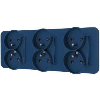 Trzy gniazda podwójne z ramką zaokrągloną seria MINI kolor navy blue