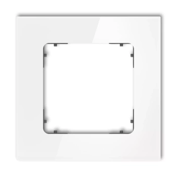 Ramka uniwersalna pojedyncza kwadratowa - efekt szkła ramka: biała; spód: grafitowy mat Karlik seria ICON 0-28-IRSK-1 kolor biały