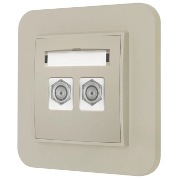 Gniazdo antenowe 2x z ramką zaokrągloną seria MINI kolor taupe