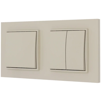 Dwa włączniki pojedynczy i podwójny z ramką prostą seria MINI kolor taupe