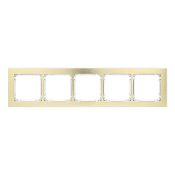 Ramka uniwersalna pięciokrotna - aluminium szczotkowane ramka: kolor mosiężny; spód: biały Karlik seria DECO 8-0-DRA-5 kolor mosiężny