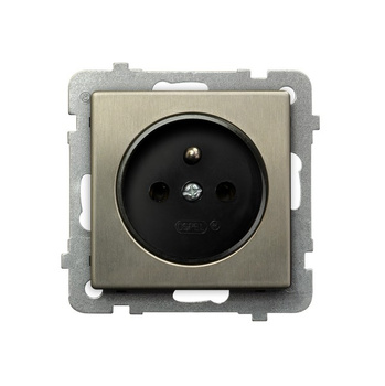 Gniazdo pojedyncze z uziemieniem seria SONATA NOWE SREBRO kolor Nowe srebro symbol GP-1RMZ/m/44