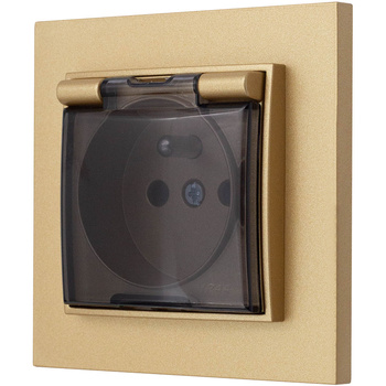 Gniazdo hermetyczne z ramką karlik mini kolor złoty