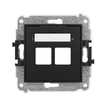 Mechanizm gniazda multimedialnego podwójnego bez modułu standard Keystone Karlik seria ICON 12IGM-2P kolor czarny mat
