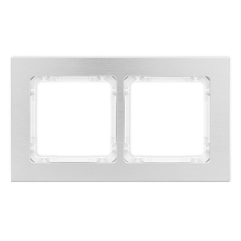 Ramka uniwersalna podwójna - aluminium szczotkowane ramka: srebrna; spód: biały Karlik seria DECO 7-0-DRA-2 kolor srebrny