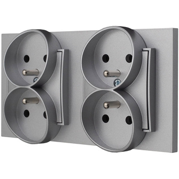 Dwa gnaizda podwójne w ramce karlik mini kolor srebrny 12