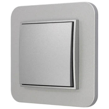 Włącznik pojedynczy z ramką zaokrągloną seria MINI kolor srebrny