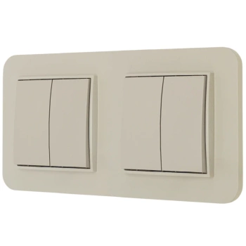 Dwa włączniki podwójne z ramką zaokrągloną seria MINI kolor taupe