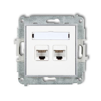 Gniazdo internetowe 2x bez ramki karlik mini kolor biały/srebrny