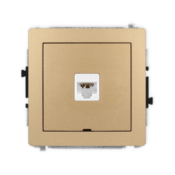 Mechanizm gniazda komputerowego pojedynczego 1xRJ45, kat. 6A, 8-stykowy, bez pola opisowego Karlik seria DECO 8DGKBO-7 kolor złoty metalik