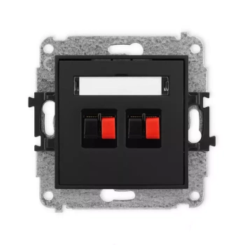 Mechanizm gniazda głośnikowego podwójnego Karlik seria MINI 12MGG-2 kolor czarny mat