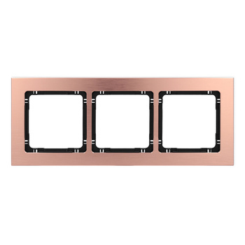Ramka uniwersalna potrójna - aluminium szczotkowane ramka: kolor miedziany; spód: czarny Karlik seria DECO 9-12-DRA-3 kolor miedziany